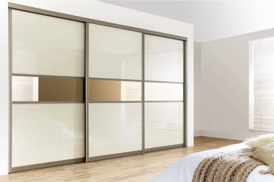 Modern sliding door wardrobe with grey matte panels